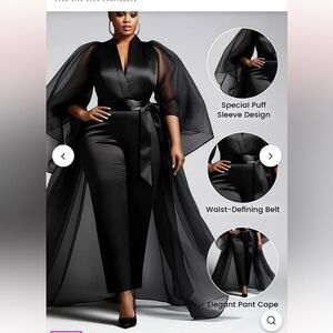 NWT Xpluswear Design Plus Size Formal Tulle Black V Neck without belt